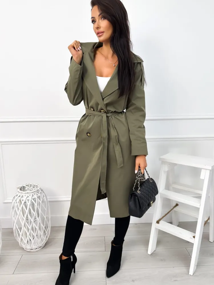 Khaki Trencz 12112-205-C|Modna Kiecka Best
