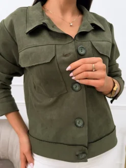 Khaki Zamszowa Kurteczka 13562-525-C|Modna Kiecka Online