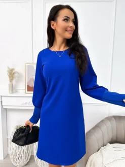 Kobaltowa Sukienka 11440-318-E|Modna Kiecka Online