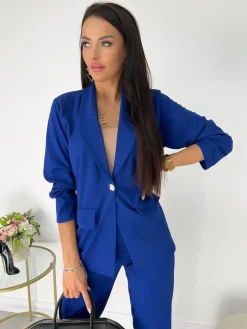 Kobaltowy Klasyczny Komplet 11647-92-E|Modna Kiecka Fashion