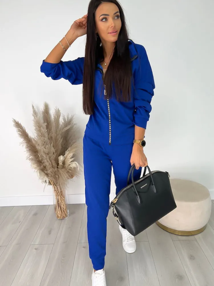 Kobaltowy Komplet Bluza + Spodnie 12817-104-D|Modna Kiecka Hot