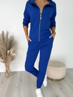Kobaltowy Komplet Bluza + Spodnie 12817-104-D|Modna Kiecka Hot