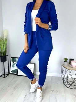 Kobaltowy Komplet Marynarka + Spodnie 11442-404-D|Modna Kiecka Hot