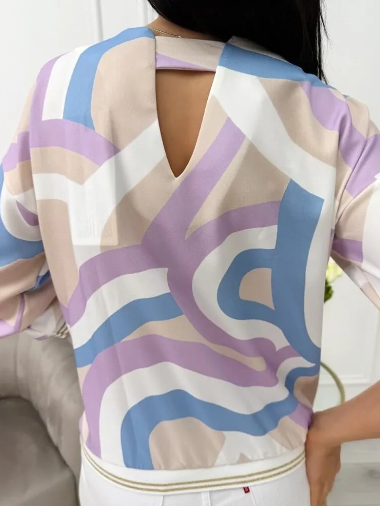 Kolorowa Wzorzysta Bluzka 13699-428-Q|Modna Kiecka Discount