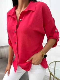 Koralowa Koszula 13685-512-E|Modna Kiecka Outlet