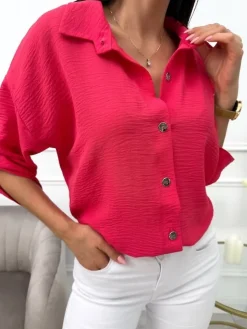 Koralowa Koszula 13685-512-E|Modna Kiecka Outlet