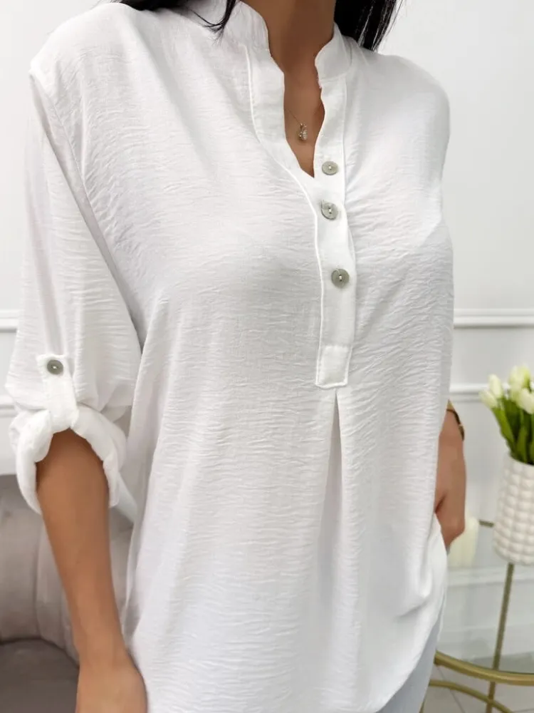 Kremowa Asymetryczna Bluzka 13718-142-E|Modna Kiecka Discount