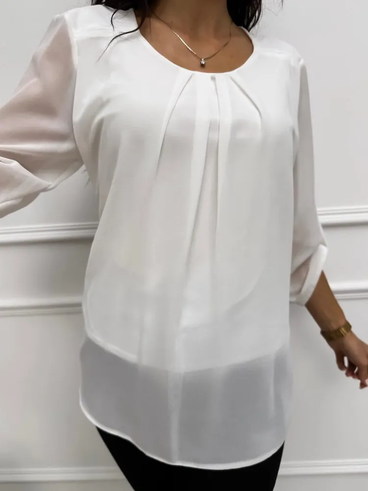 Kremowa Bluzka 13298-112-C|Modna Kiecka Sale