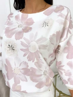 Kremowa Bluzka w Kwiaty 13541-136-Q|Modna Kiecka Clearance