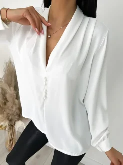 Kremowa Bluzka z Guziczkami 9274-82-A|Modna Kiecka Hot
