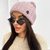 Lawendowa Czapka z Pomponem 13301-334-H|Modna Kiecka Outlet