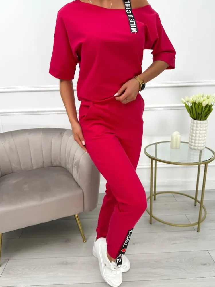 Malinowy Komplet 11399-257-H|Modna Kiecka Outlet