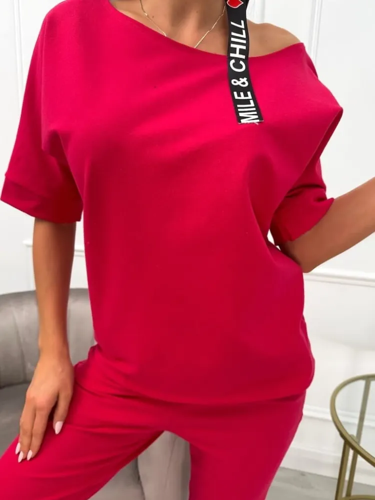Malinowy Komplet 11399-257-H|Modna Kiecka Outlet