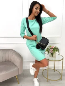 Miętowa Sportowa Sukienka 11389-320-N|Modna Kiecka Hot