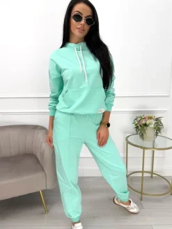 Miętowy Komplet 13590-93-A|Modna Kiecka Outlet