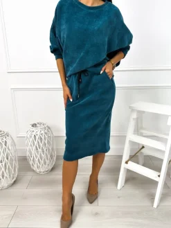 Morski Komplet Bluza + Spódnica 12836-302-H|Modna Kiecka Online