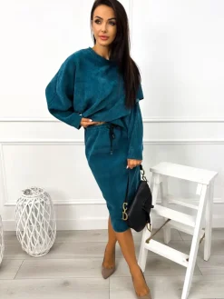 Morski Komplet Bluza + Spódnica 12836-302-H|Modna Kiecka Online