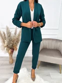 Morski Komplet Marynarka + Spodnie 11421-223-K|Modna Kiecka Sale