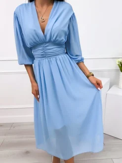 Niebieska Sukienka 12155-95-E|Modna Kiecka Discount