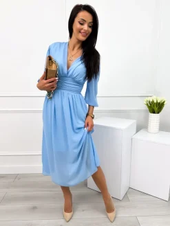 Niebieska Sukienka 12155-95-E|Modna Kiecka Discount