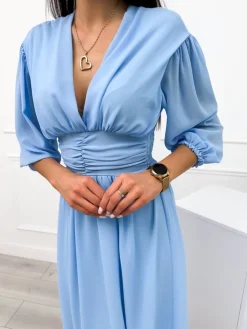 Niebieska Sukienka 12155-95-E|Modna Kiecka Discount