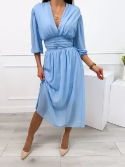 Niebieska Sukienka 12155-95-E|Modna Kiecka Discount