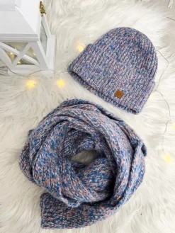 Niebieski Komplet Czapka + Szalik 13303-334-F|Modna Kiecka Outlet