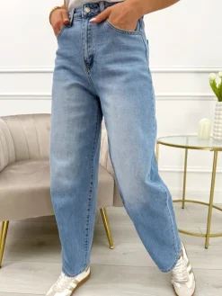 Niebieskie Spodnie o Kroju Mom Jeans 13828-269-B|Modna Kiecka Clearance