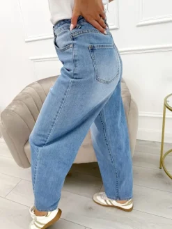 Niebieskie Spodnie o Kroju Mom Jeans 13828-269-B|Modna Kiecka Clearance
