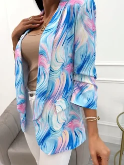 Pastelowa Wzorzysta Marynarka  13916-330-Q|Modna Kiecka Discount