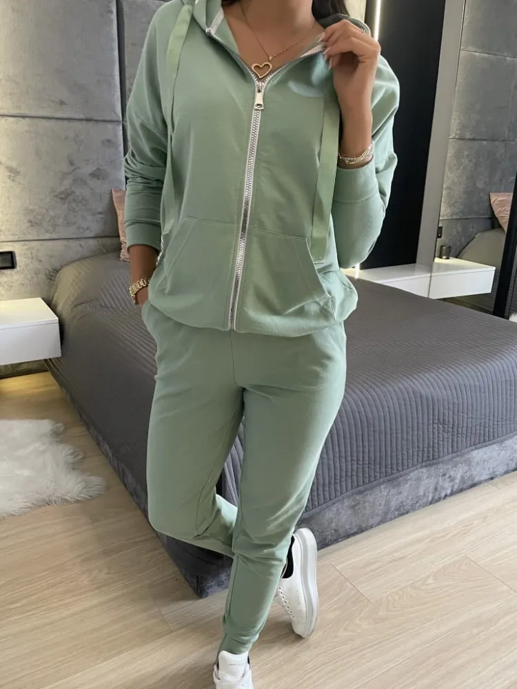 Pistacjowy Komplet Dresowy 11419-503-D|Modna Kiecka Outlet
