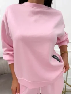 Pudrowa Bluza z Naszywką 13748-131-C|Modna Kiecka Best