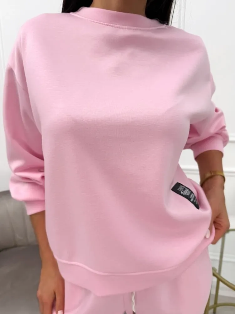 Pudrowa Bluza z Naszywką 13748-131-C|Modna Kiecka Best