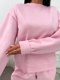Pudrowa Bluza z Naszywką 13748-131-C|Modna Kiecka Best