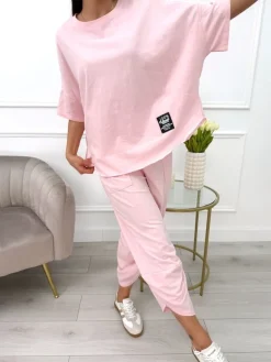 Pudrowy Dresowy Komplet 13653-521-N|Modna Kiecka Outlet