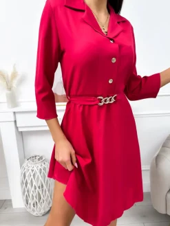 Różowa Sukienka z Paskiem 11965-421-D|Modna Kiecka Fashion
