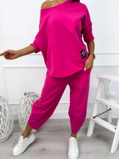 Różowy Komplet Bluzka + Spodnie 12783-179-H|Modna Kiecka Hot