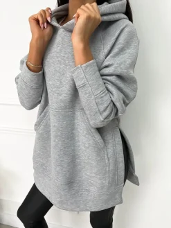 Szara Bluza Oversize 11664-22-E|Modna Kiecka Hot