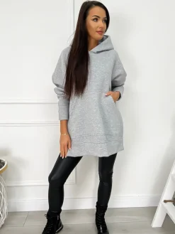 Szara Bluza Oversize 11664-22-E|Modna Kiecka Hot