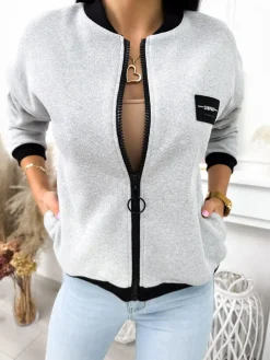 Szara Rozpinana Bluza 11843-30-A|Modna Kiecka Sale