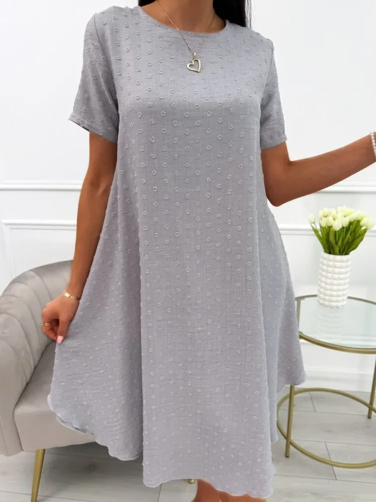 Szara Sukienka Oversize 13920-294-D|Modna Kiecka Fashion