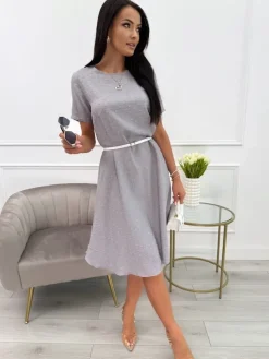Szara Sukienka Oversize 13920-294-D|Modna Kiecka Fashion