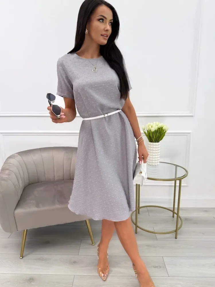 Szara Sukienka Oversize 13920-294-D|Modna Kiecka Fashion