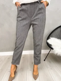 Szare Spodnie z Kieszeniami 13226-223-Q|Modna Kiecka Fashion