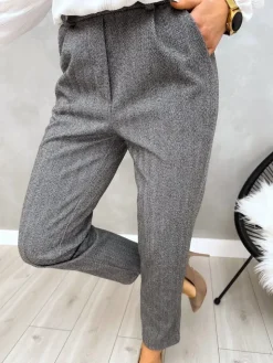 Szare Spodnie z Kieszeniami 13226-223-Q|Modna Kiecka Fashion