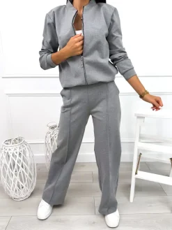 Szary Komplet Bluza + Spodnie 12670-184-D|Modna Kiecka Sale