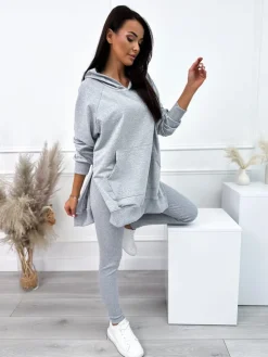 Szary Komplet Bluza Oversize  + Legginsy 10450-203-G|Modna Kiecka Fashion