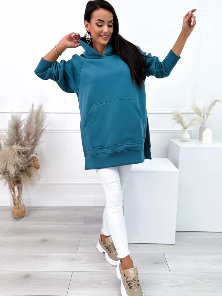 Turkusowa Bluza Oversize 11664-22-C|Modna Kiecka Hot