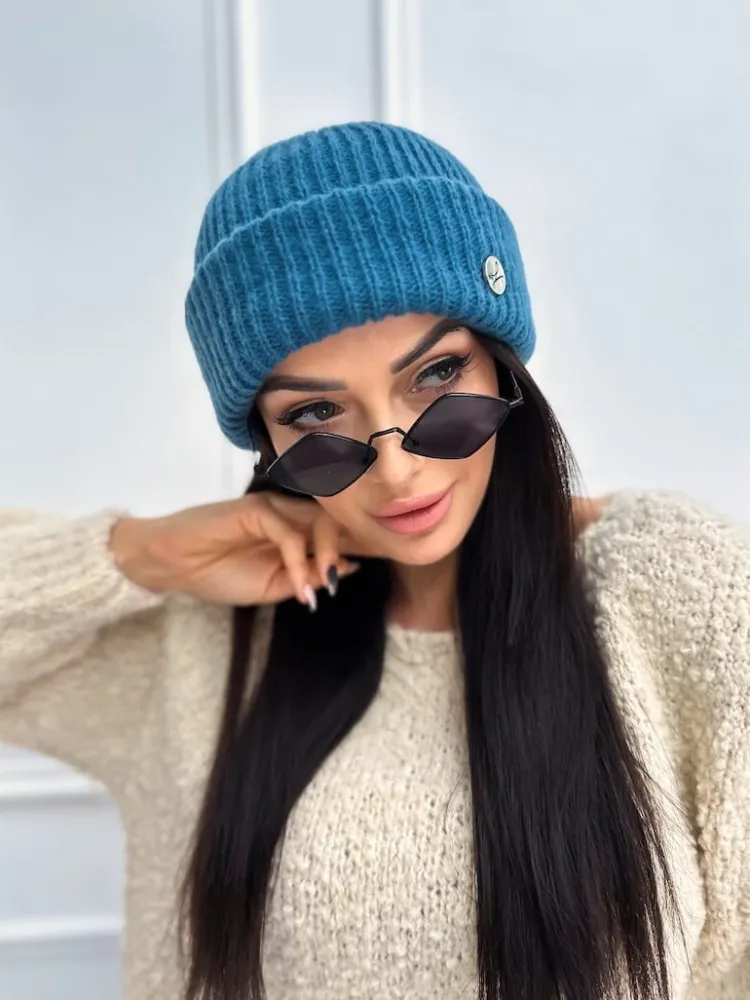 Turkusowa Czapka 13299-334-L|Modna Kiecka Fashion