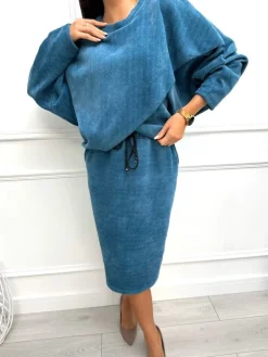 Turkusowy Komplet Bluza + Spódnica 12836-302-K|Modna Kiecka Online